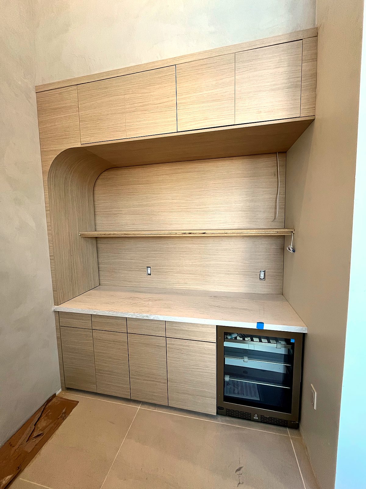 Arched oak coffee bar