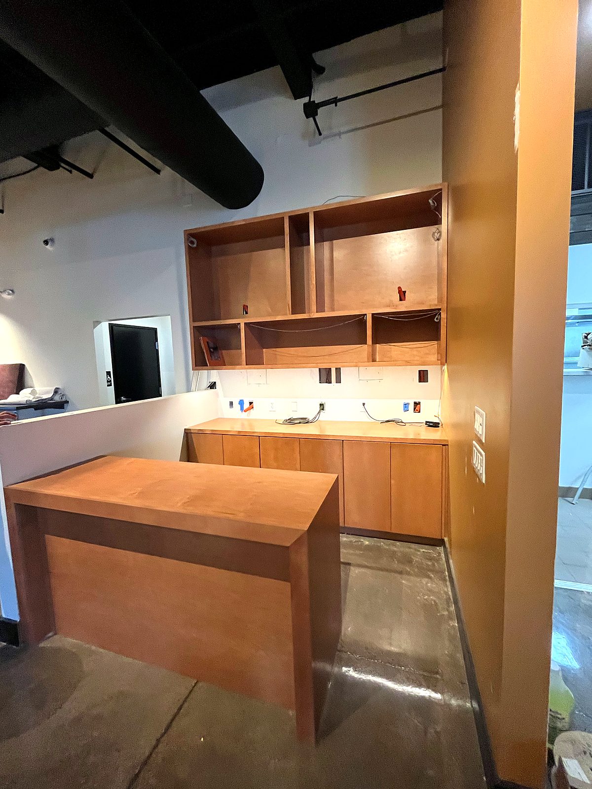 Commercial cabinets & waterfall desk (in progress)