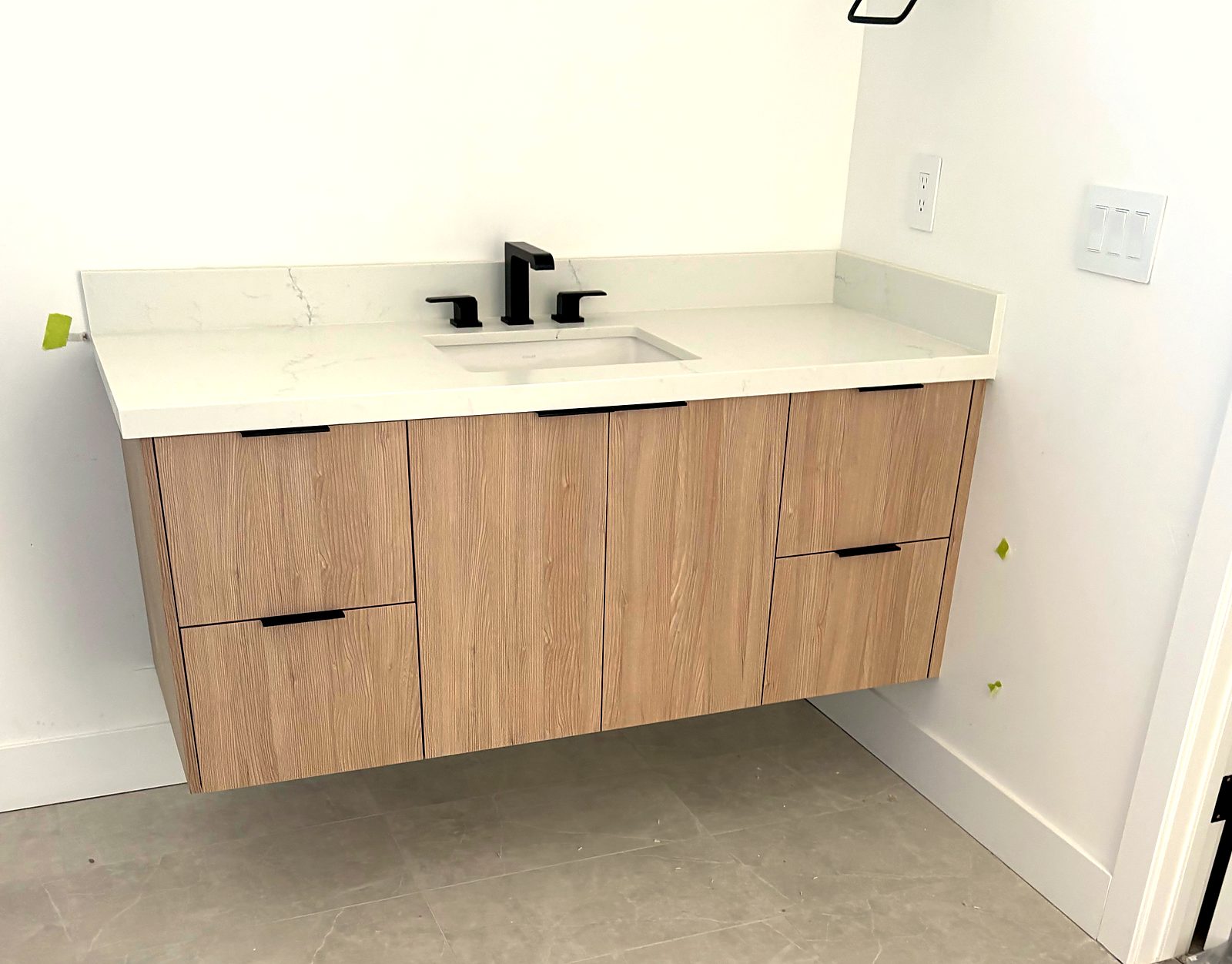 Floating oak vanity
